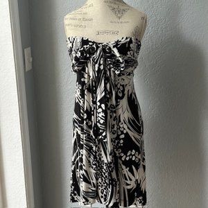 Soma Black and White Strapless (Halter)  Stretch print Dress Large